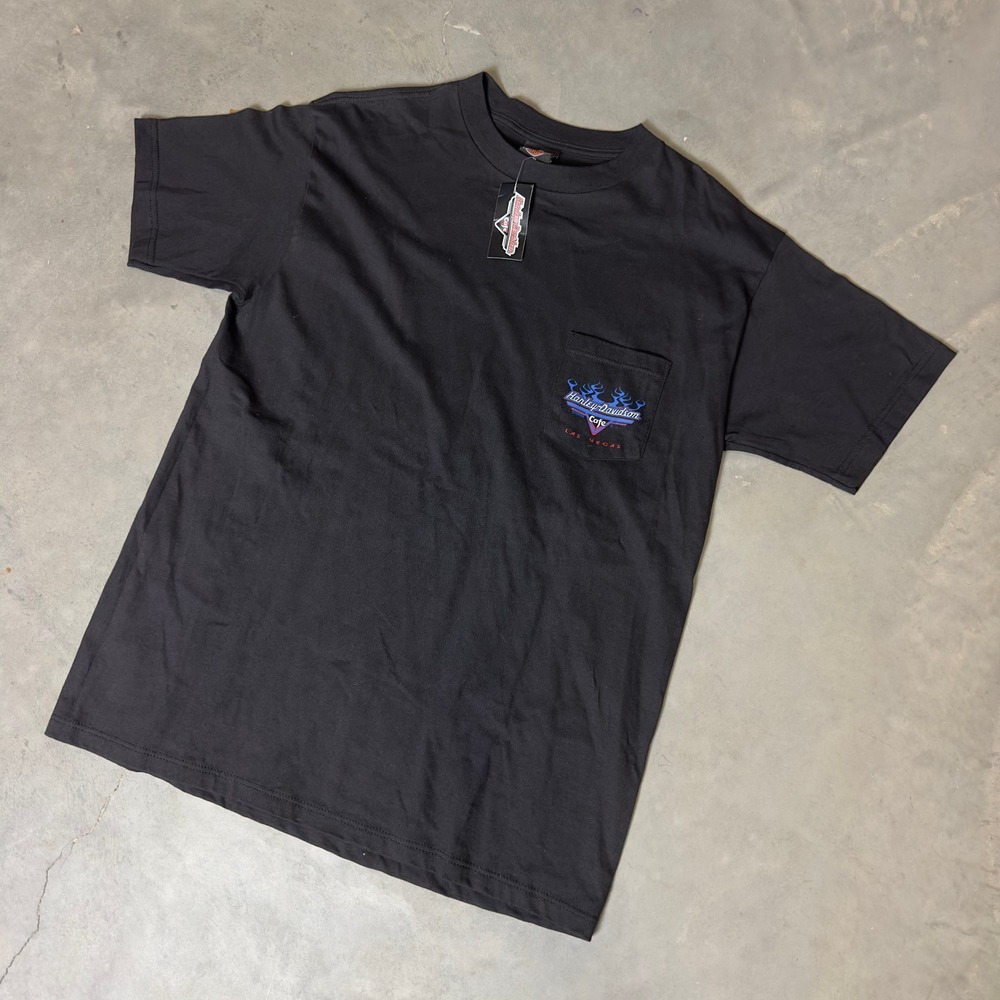 Vintage Harley Davidson Cafe T-Shirt Mens XL Black Heritage Flame Las Vegas Tee - Picture 2 of 5